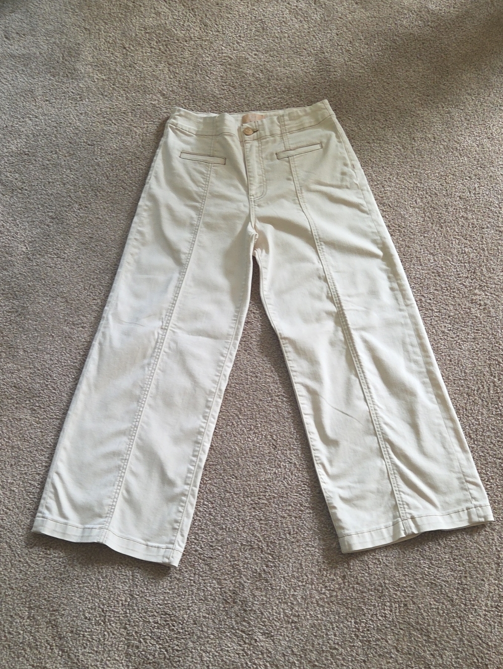 Kut From The Kloth Cream With Light Brown Stitching Wide-Leg Pants Size 4